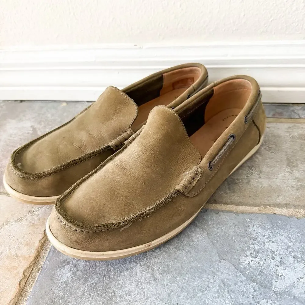 Clarks Collection Leather Suede Slip On Loafers Tan Comfort Casual Shoes 8.5M